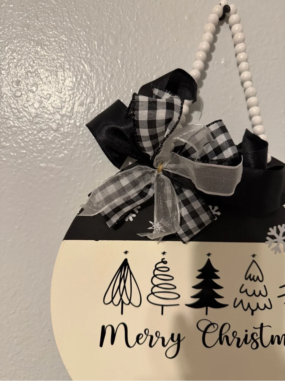 Merry Christmas Black & White Wall Hanging